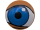 Part No: 2654pb043L  Name: Plate, Round 2 x 2 with Rounded Bottom (Boat Stud) with Blue and Dark Blue Eye, White Glint, Black Pupil and Eyelid Outline Pattern Model Left Side