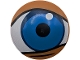 Part No: 2654pb043R  Name: Plate, Round 2 x 2 with Rounded Bottom (Boat Stud) with Blue and Dark Blue Eye, White Glint, Black Pupil and Eyelid Outline Pattern Model Right Side