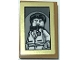 Part No: 26603pb367  Name: Tile 2 x 3 with Picture of Bruce Wayne Minifigure in Gold Frame Pattern (Sticker) - Set 70922