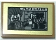 Part No: 26603pb368  Name: Tile 2 x 3 with Picture of The Joker, Harley Quinn and Penguin Minifigures and 'ASYLUM' in Gold Frame Pattern (Sticker) - Set 70922
