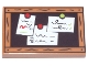 Part No: 26603pb393  Name: Tile 2 x 3 with Dark Brown Bulletin Board with Wood Frame, White Notes, and Red and Lime Pins Pattern