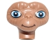 Part No: 27956pb01  Name: Minifigure, Head, Modified Alien E. T. with Wide Medium Blue Eyes and Dark Brown Smile Pattern