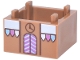 Part No: 2821pb07  Name: Container, Box 2 x 2 x 1 - Top Opening with Raised Inner Bottom with Gingerbread House, Bright Pink, Bright Light Blue and White Awning, Icing and Striped Door and Reddish Brown Clock Pattern