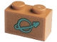 Part No: 3004pb266  Name: Brick 1 x 2 with Dark Turquoise Stylized Classic Space Logo with Heart Pattern (Sticker) - Set 41447