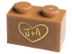 Part No: 3004pb268  Name: Brick 1 x 2 with Bright Light Yellow 'J+A' in Heart Pattern (Sticker) - Set 41447