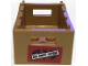 Part No: 30150pb04  Name: Container, Crate 3 x 4 x 1 2/3 with Handholds with Batman Logo and Black 'DO NOT OPEN' on Red Background Pattern (Sticker) - Set 70922