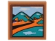 Part No: 3068pb2139  Name: Tile 2 x 2 with Landscape with Dark Turquoise Hills and Orange and Black Roadway Pattern (Sticker) - Set 40583