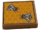 Lego part: Tile 2 x 2 with Beehive Frame with Orange and Bright Light Orange Honeycomb, Large Bees with White Wings Pattern