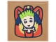 Part No: 3068pb2828  Name: Tile 2 x 2 with Red, Gold and Dark Blue Backpack with Tan and and Lime Baby Groot Pattern (Sticker) - Set 43302