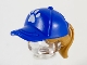 Lot ID: 415240553  Part No: 35660pb04  Name: Minifigure, Hair Combo, Hair with Hat, Ponytail with Molded Blue Ball Cap and Printed White Paw Print Pattern