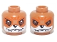 Lot ID: 382040310  Part No: 3626cpb1014  Name: Minifigure, Head Dual Sided Alien Chima Fox with Black Nose, Reddish Brown Eyes, Orange Eye Shadow and Forehead Marks, White Muzzle and Sharp Teeth, Happy / Fierce Pattern - Hollow Stud