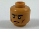 Part No: 3626cpb1993  Name: Minifigure, Head Black Eyebrows, Dark Brown Cheek Lines, Firm Expression Pattern - Hollow Stud
