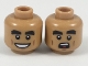 Part No: 3626cpb2027  Name: Minifigure, Head Dual Sided Thick Black Eyebrows, Reddish Brown Cheek Lines, Open Grin / Surprised Expression Pattern - Hollow Stud
