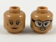 Part No: 3626cpb2214  Name: Minifigure, Head Dual Sided Female Reddish Brown Eyebrows, Neutral / Fierce with Goggles Pattern - Hollow Stud