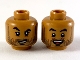 Part No: 3626cpb2442  Name: Minifigure, Head Dual Sided Black Eyebrows and Stubble, Raised Right Eyebrow / Open Mouth Smile Pattern - Hollow Stud
