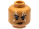 Part No: 3626cpb2982  Name: Minifigure, Head Female Black Eyebrows, White Tattoos on Forehead and Cheeks, Lopsided Grin Pattern - Hollow Stud