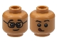 Part No: 3626cpb2994  Name: Minifigure, Head Dual Sided Child Black Eyebrows, Glasses and Grin / Closed Mouth with Red Tongue Licking Pattern - Hollow Stud