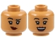 Part No: 3626cpb3125  Name: Minifigure, Head Dual Sided Female, Black Eyebrows, Dark Red Lips, Lopsided Grin with Raised Eyebrow Right / Open Mouth Smile Pattern - Hollow Stud