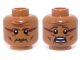 Part No: 3626pb0961  Name: Minifigure, Head Dual Sided Wrinkles and Dark Red Face Paint, Mouth Closed / Mouth Open Scared Pattern