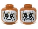 Part No: 3626pb0963  Name: Minifigure, Head Dual Sided Dark Bluish Gray Eyebrows, White Face Paint with Black Animal Stripes, Dark Tan Dirt Stains, Neutral / Worried Open Mouth with Top Teeth Pattern
