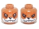 Part No: 3626pb1014  Name: Minifigure, Head Dual Sided Alien Chima Fox with Black Nose, Reddish Brown Eyes, Orange Eye Shadow and Forehead Marks, White Muzzle and Sharp Teeth, Happy / Fierce Pattern