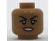Part No: 3626pb1714  Name: Minifigure, Head Female Black Eyebrows, Eyelashes, Beauty Mark Under Left Eye, Dark Red Lips Pattern