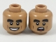 Part No: 3626pb2027  Name: Minifigure, Head Dual Sided Thick Black Eyebrows, Reddish Brown Cheek Lines, Open Grin / Surprised Expression Pattern