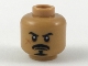 Part No: 3626pb2136  Name: Minifigure, Head Black Eyebrows, Moustache, and Anchor Beard, Dark Orange Cheek Scar Pattern