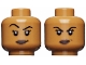 Part No: 3626pb2155  Name: Minifigure, Head Dual Sided Black Eyebrows, Eyelashes, White Pupils, Smirk / Raised Right Eyebrow, Smile Pattern (Vixen)