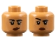 Part No: 3626pb2362  Name: Minifigure, Head Dual Sided Female, Black Eyebrows, Reddish Brown Lips, Lopsided Grin / Right Eyebrow Raised Pattern