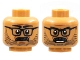 Part No: 3626pb2916  Name: Minifigure, Head Dual Sided, Black Eyebrows, Glasses, Moustache and Stubble, Neutral / Frown Showing Teeth Pattern