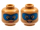 Part No: 3626pb2967  Name: Minifigure, Head Dual Sided Female Blue Domino Mask, Dark Pink Lips, Grin / Open Smile Pattern