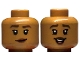 Part No: 3626pb3272  Name: Minifigure, Head Dual Sided Female Dark Brown Eyebrows, Reddish Brown Lips, Lopsided Grin / Open Mouth Smile with Teeth and Tongue Pattern