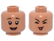 Part No: 3626pb3748  Name: Minifigure, Head Dual Sided Child Female Black Eyebrows, Single Eyelashes, Open Mouth Smile / Closed Eyes and Red Tongue Sticking Out Pattern