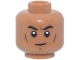 Part No: 3626pb3963  Name: Minifigure, Head Black Eyebrows, Reddish Brown Cheek Lines and Chin Dimple, Slight Smile Pattern