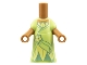 Part No: 65203pb010  Name: Micro Doll, Body with Molded Yellowish Green Dress and Printed Bright Light Yellow Flower and Leaves, Metallic Light Blue Gathers, Medium Nougat Neck Pattern