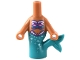 Part No: 65213pb02  Name: Micro Doll, Body Mermaid with Molded Dark Turquoise Tail and Printed Dark Purple, Dark Turquoise, Metallic Pink, and White Bra with Scales, Metallic Light Blue Dots and Sparkles Pattern