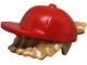 Part No: 65730pb02  Name: Minifigure, Hair Combo, Hair with Hat, Short Tousled Hair with Molded Red Cap, Short Curved Bill Pattern
