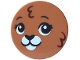 Part No: 67095pb132  Name: Tile, Round 3 x 3 with Bunny / Rabbit Face with Black and White Eyes, Nose, Mouth and Muzzle, Reddish Brown Fur Pattern