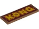 Part No: 69729pb089  Name: Tile 2 x 6 with Yellow and Red 'KONG' on Dark Red Wood Grain with 4 Silver Nails Pattern