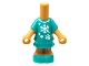 Lot ID: 411392196  Part No: 69969pb04  Name: Micro Doll, Body with Molded Dark Turquoise Short Layered Dress and Shoes and Printed White Snowflakes, Dots, and Collar Pattern