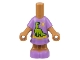 Lot ID: 399111754  Part No: 69969pb14  Name: Micro Doll, Body with Molded Lavender Short Layered Dress and Shoes and Printed Lime Dinosaur, Yellow Sun and Ground Pattern