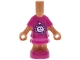 Part No: 69969pb26  Name: Micro Doll, Body with Molded Magenta Short Layered Dress and Shoes and Printed Bright Pink and Dark Pink Axolotl Face and Bubbles Pattern