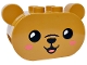 Part No: 72133pb05  Name: Duplo, Brick 2 x 4 x 2 1/2 Rounded Ends, Ears on Sides with Black Eyes, Nose, and Mouth, and Coral Cheeks and Tongue, Bear Head Pattern