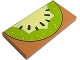 Part No: 87079pb1539  Name: Tile 2 x 4 with Lime Kiwi Fruit Slice with Dark Brown Seeds Pattern