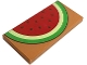Part No: 87079pb1540  Name: Tile 2 x 4 with Bright Green, Yellowish Green and Red Watermelon Slice with Dark Green Seeds Pattern