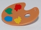 Part No: 93551pb01  Name: Minifigure, Utensil Paint Palette with Yellow, Blue, Green and Red Paint Spots Pattern