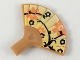Part No: 93553pb01  Name: Minifigure, Utensil Hand Fan with Orange and Black Flowers on Yellow Background Pattern