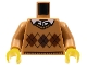 Part No: 973pb2342c01  Name: Torso Knit Argyle Sweater with White Shirt Collar and Button Pattern / Medium Nougat Arms / Yellow Hands
