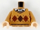 Lot ID: 240419974  Part No: 973pb2342c02  Name: Torso Knit Argyle Sweater with White Shirt Collar and Button Pattern / Medium Nougat Arms / Light Nougat Hands